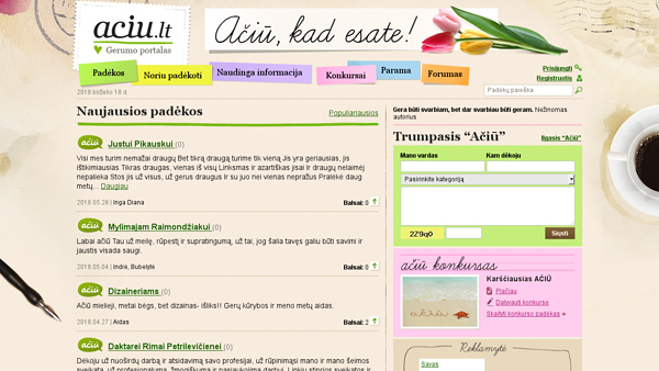 www.ACIU.lt  Padėkų ir gerumo portalas. 