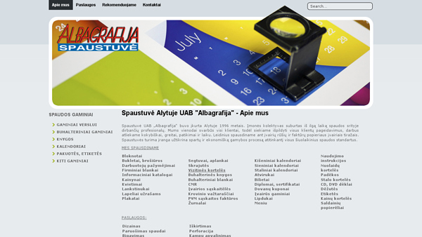 Spaustuvė Alytuje Albagrafija UAB Lankstinukų, bukletų, skrajučių, kainų kortelių, etikečių, kalendo