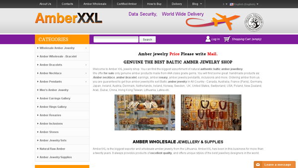 Baltic amber jewellery shop