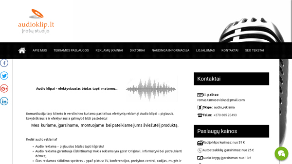 Radijo/audio reklamos gamyba/igarsinimas/vertimas