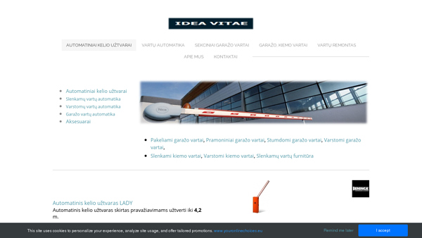 Vartų automatika, automatiniai kelio užtvarai, garažo vartai