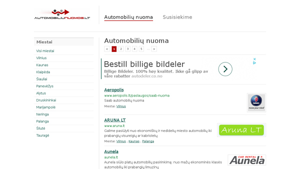 Visos automobilių nuomos įmonės vienoje vietoje
