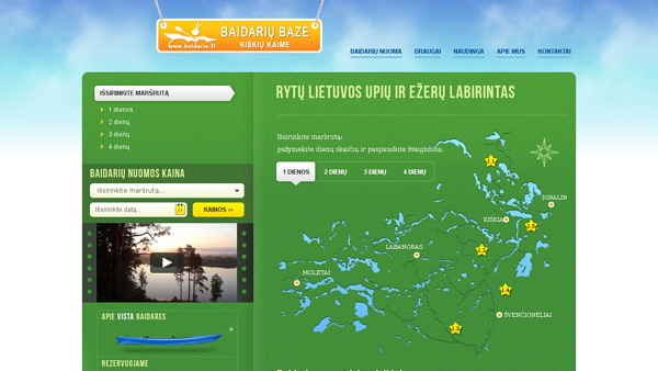 Baidarių nuoma, maršrutai