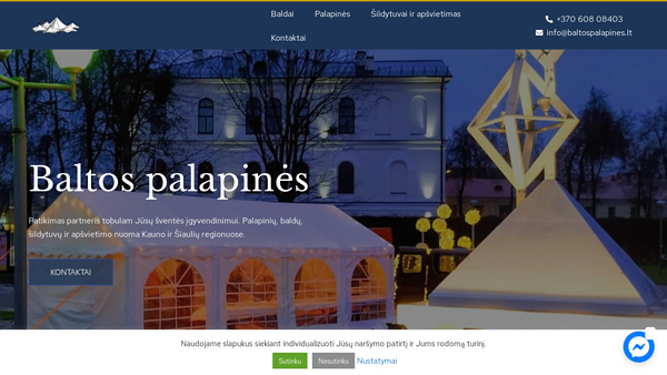 Baltos Palapinės - Palapinių, baldų, apšvietimo nuoma