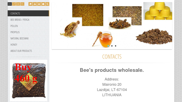 Didmeninė ir mažmeninė prekyba bičių produktais - bičių duonele, bičių vašku, medumi, propoliu, žied