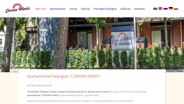 Apartamentų nuoma prie jūros Palangoje Corona Maris