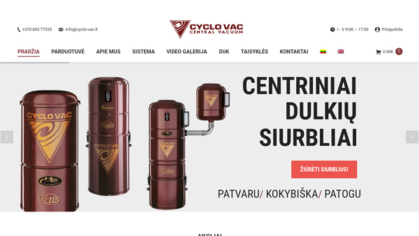 Centriniai dulkių siurbliai Cyclo Vac