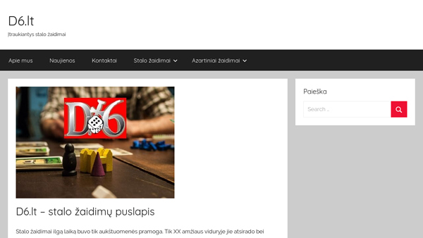 D6 - stalo žaidimų puslapis