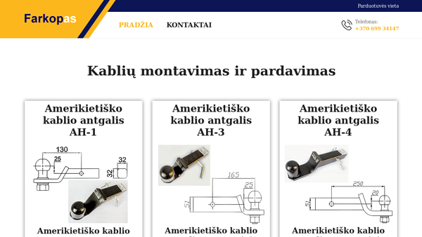 Automobilių kabliai (farkopai) montavimas ir pardavimas