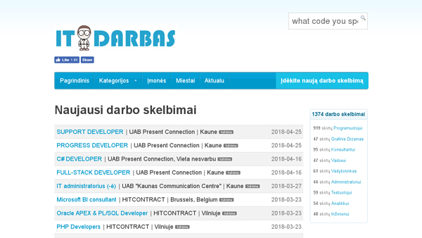 IT-Darbas.lt - darbo skelbimai programuotojams,  web dizaineriams, testuotojams