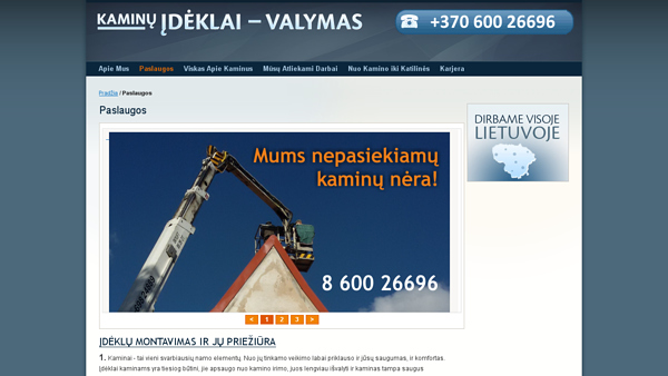 Kaminų įdėklai, valymas, remontas