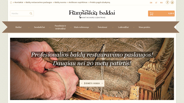 Antikvariniai baldai bei interjero detalės pagal specialius užsakymus