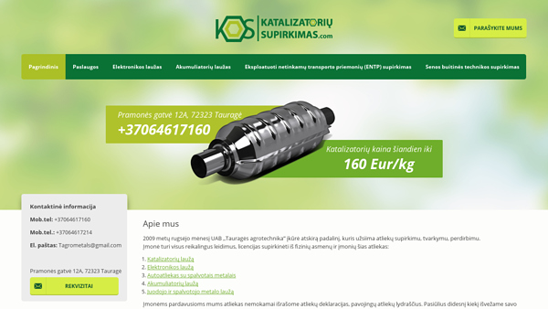 Katalizatorių supirkimas Tauragėje