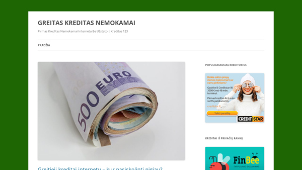 Kreditas123 LT. Greitas kreditas internetu. Greiti kreditai inetrnetu, nauji kreditoriai