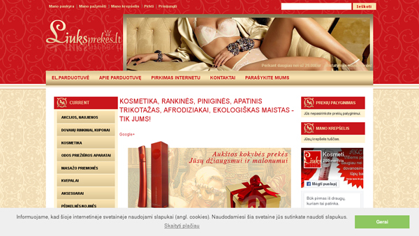 Kosmetika, apatinis trikotažas, rankinės, ekologškas maistas, afrodiziakai internetu - liuksprekes.l