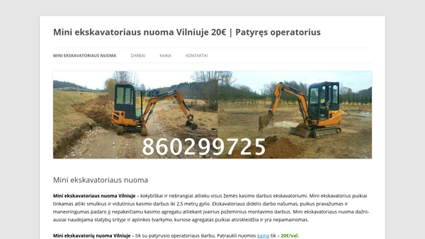 Mini ekskavatoriaus nuoma Vilniuje