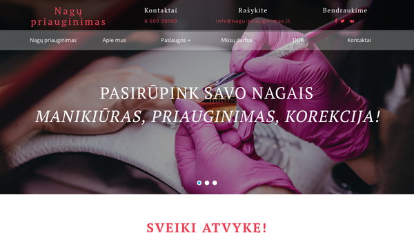 Gelinių nagų priauginimas Vilniuje