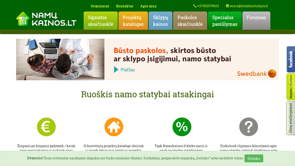 Namų sąmatos skaičiuoklė