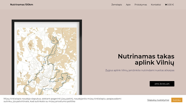 Nutrinamas tako aplink Vilnių žemėlapis