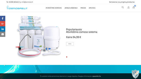 Osmosas. Vandens valymo sistemos buitiniams ir pramoniniams poreikiams.