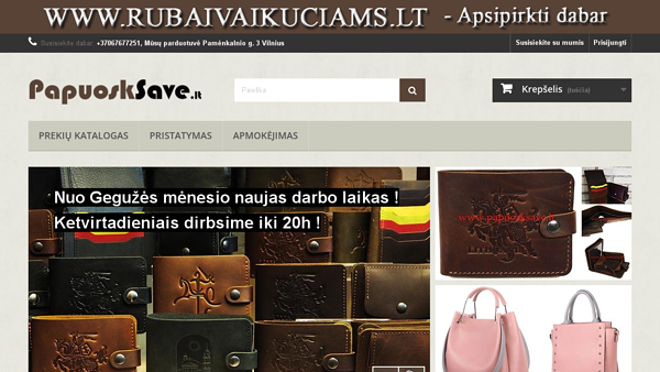 www.papuosksave.lt Rankinės, Piniginės, Kuprinės