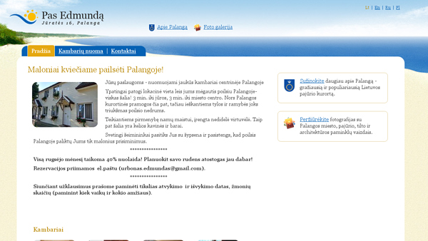 Kambarių nuoma Palangoje PAS EDMUNDĄ