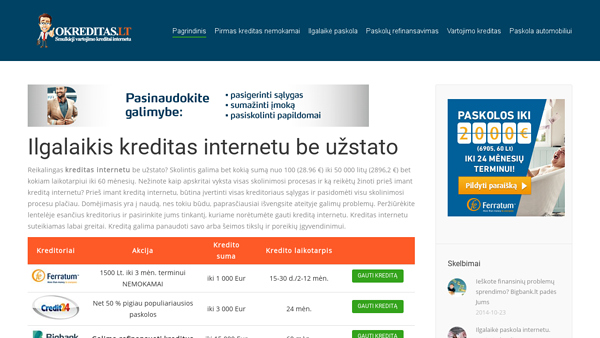 Paskola internetu | Greita paskola internetu | Kredito bendrovės