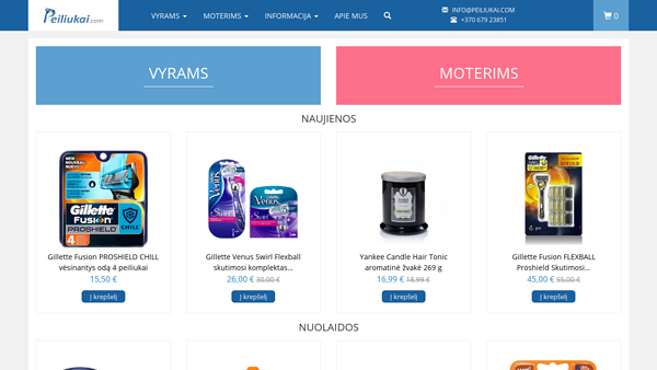 Gillette skutimosi peiliukai pigiau