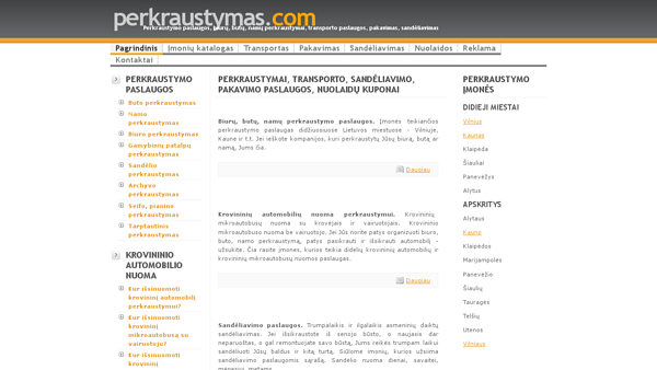Perkraustymas.com - perkraustymo įmonių katalogas. Biuro, buto, namo perkraustymai.