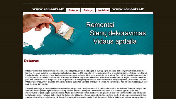 Sienu dekoravimas,vidaus apdailos darbai.