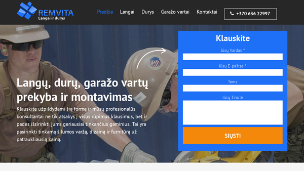 Prekyba langais, durimis, garažo vartais