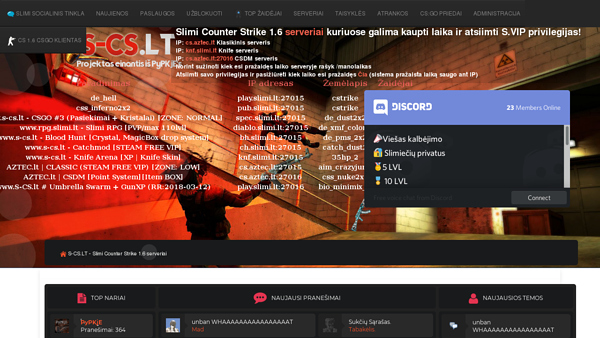 S-CS.lt - Slimi Counter Strike 1.6 server projektas