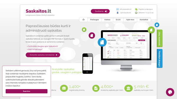 Saskaitos.lt - Sąskaitų faktūrų išrašymas ir tvarkymas internetu