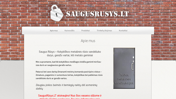 Saugus Rūsys - Kokybiškos rūsio durys, garažo vartai, kiti metalo gaminiai