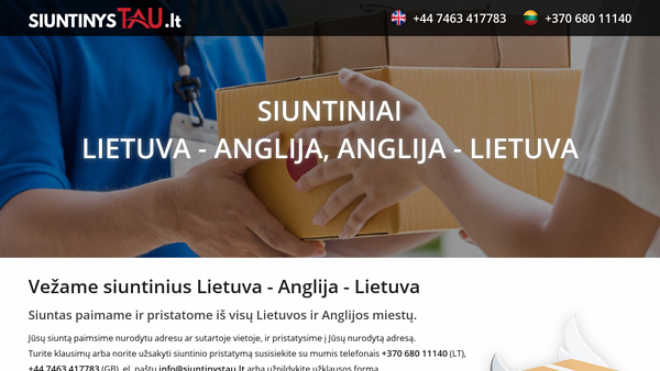 Vežame siuntinius Lietuva - Anglija - Lietuva