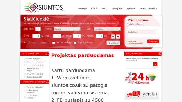 Anglija-Lietuva siuntos 