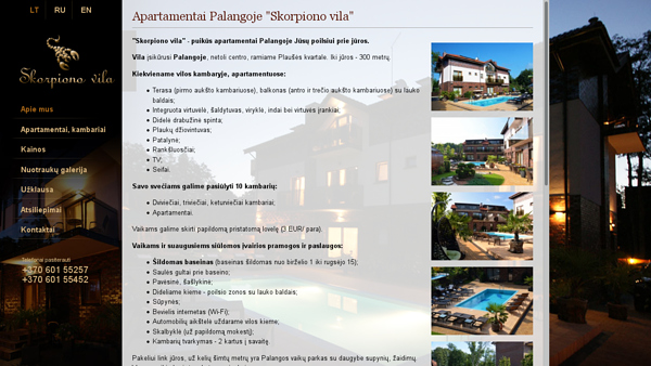Apartamentai Palangoje "Skorpiono vila"