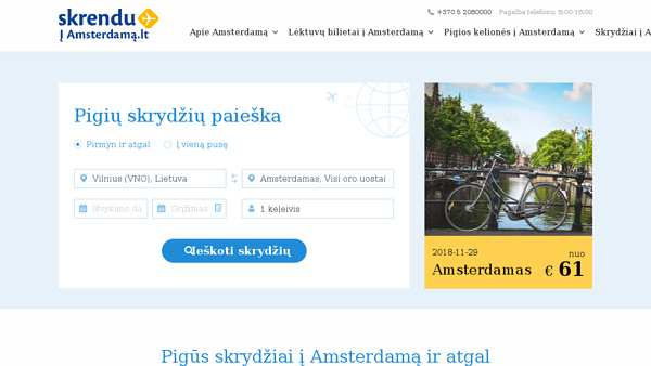 Skrydžiai į Amsterdamą