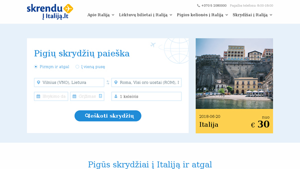 Pigios kelionės į Italiją