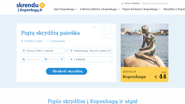 Pigios kelionės į  Kopenhagą