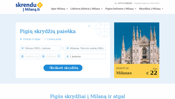 Lėktuvų bilietai į Milaną
