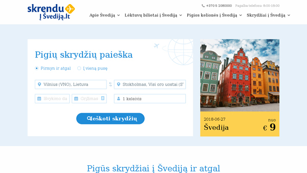 Lėktuvo bilietai į Švediją.