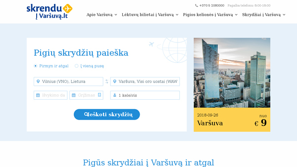 Lėktuvo bilietai į Varšuvą.