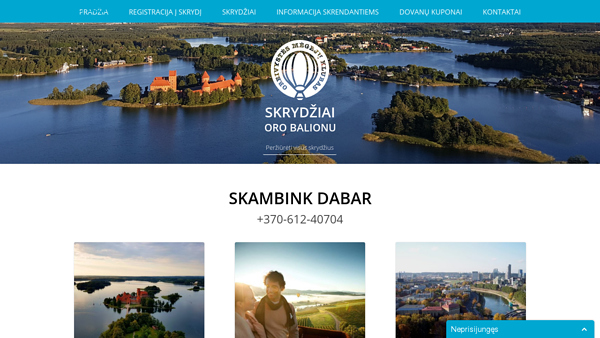 SKrydžiai oro balionu Vilniuje