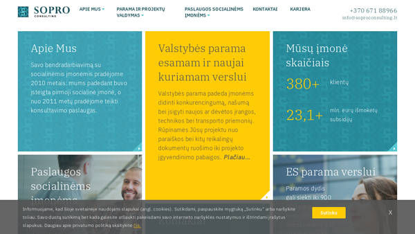 Soproconsulting: subsidijos verslui - konsultavimas, projektų rengimas ir administravimas 