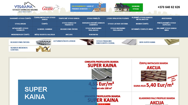 Stogo Dangos Kaina 