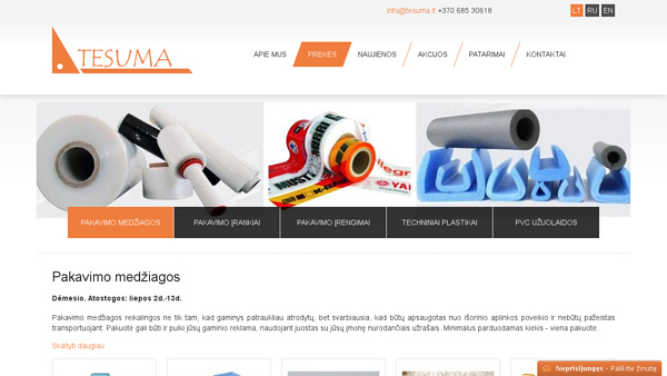Prekyba techniniais plastikais ir pakavimo medžiagomis