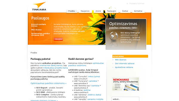 UAB "Tinkama" puslapių kūrimas.