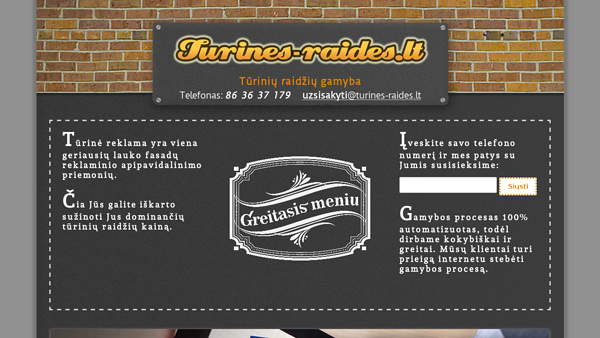 Tūrinių raidžių gamyba