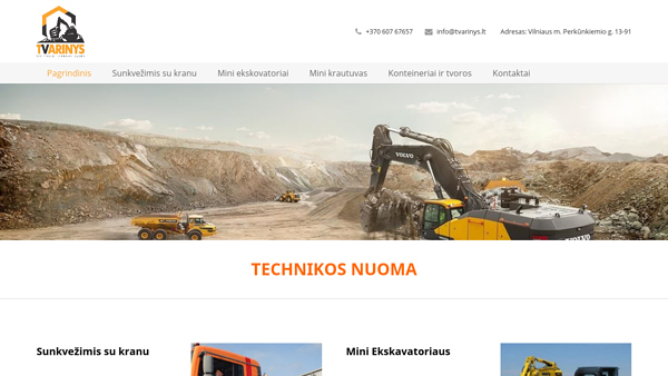 Mini krautuvo, ekskavatoriaus, fiskaro, laikinųjų tvorų ir jūrinių konteinerių nuoma